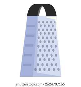 Simple metal grater with a black handle, for grating cheese and vegetables
