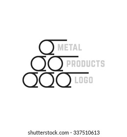 simple metal products logo. concept of reinforcement, metal-roll, metallic funnel, manufacture, steel plant. isolated on white background. flat style trend modern brand design vector illustration