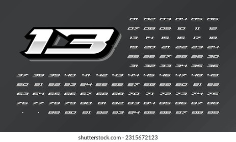 Simple Metal Racing Team Number Vector Set Collection