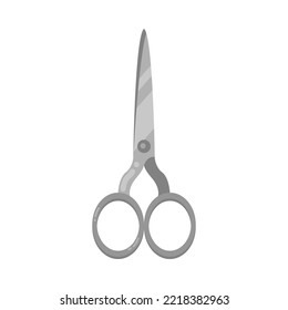 Simple metal scissors cartoon illustration. Steel equipment for trimming or hairdressers, closed shears, paper cutting tool for stationery, hair cutters on white background. Craft concept