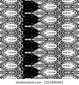 Sencillo patrón mexicano. Batik de Doodle Oscuro étnico. Doodle Wavy Ink Batik. Patrón étnico azteca de tinta. Patrón de diseño de arte de color negro. Vector Geo Nativo de Color Negro. Diseño tribal oscuro e inmaculado