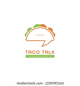 simple mexican taco talk outline logo icon