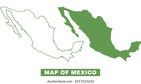 Simple Mexico Outline Flat Map vector illustration set