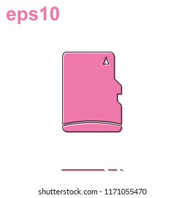 Simple micro SD card flat thin line vector icon.