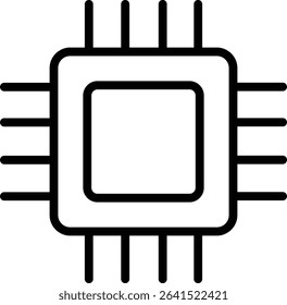 Simple microchip icon illustration line drawing
