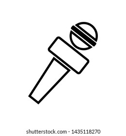 Simple microphone black icon in line style. Mic symbol black pictogram isolated white background.- vector