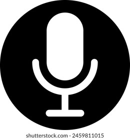 Simple microphone circular icon, voice search sign