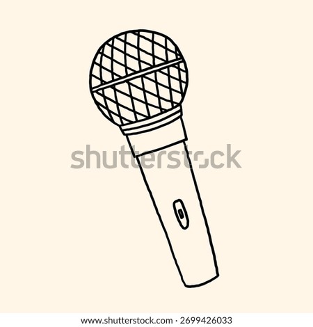 Simple Microphone Doodle Icon. Music Podcast Mic in Line Style. Outline Karaoke Voice Micro