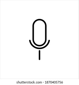 Simple microphone flat icon with black outline