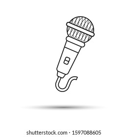 Simple microphone icon. Filled contour isolated on white background for web pages, applications, flyer, sticker, banner, Wallpaper, background