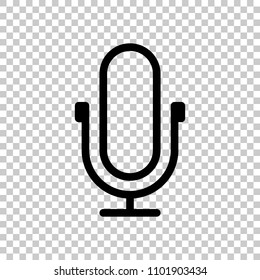 Simple microphone icon. Linear, thin outline. On transparent background.