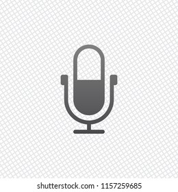 Simple microphone icon. On grid background
