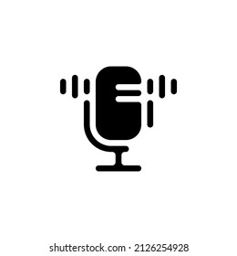 Simple microphone icon, podcast or radio. Black icon on white background