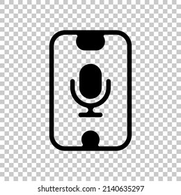 Simple Microphone Icon, Podcast Or Radio. Black Symbol On Transparent Background