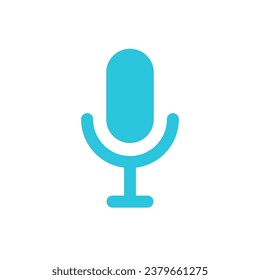 Simple microphone icon sign, symbol. Flat design. Blue icon on white background. From blue icon set.