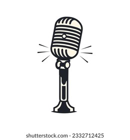 Simple microphone icon, vector illustration in flat style