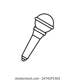 Simple microphone line icon on white background.