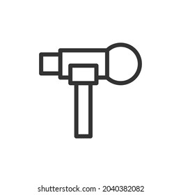 Simple microphone line icon. Premium symbol in stroke style. Design of microphone icon. Vector illustration.