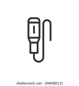 Simple microphone line icon. Premium symbol in stroke style. Design of microphone icon. Vector illustration.