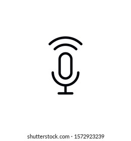 Simple microphone line icon. Stroke pictogram. Vector illustration isolated on a white background. Premium quality symbol. Vector sign for mobile app and web sites.