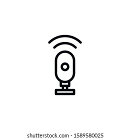 Simple microphone line icon. Stroke pictogram. Vector illustration isolated on a white background. Premium quality symbol. Vector sign for mobile app and web sites.