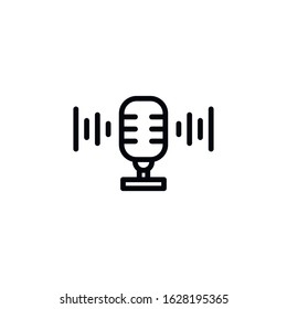 Simple microphone line icon. Stroke pictogram. Vector illustration isolated on a white background. Premium quality symbol. Vector sign for mobile app and web sites.