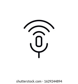 Simple microphone line icon. Stroke pictogram. Vector illustration isolated on a white background. Premium quality symbol. Vector sign for mobile app and web sites.