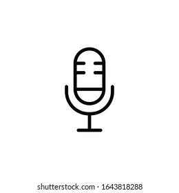 Simple microphone line icon. Stroke pictogram. Vector illustration isolated on a white background. Premium quality symbol. Vector sign for mobile app and web sites.