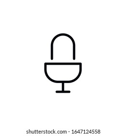 Simple microphone line icon. Stroke pictogram. Vector illustration isolated on a white background. Premium quality symbol. Vector sign for mobile app and web sites.