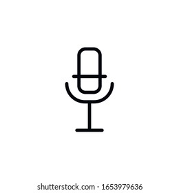 Simple microphone line icon. Stroke pictogram. Vector illustration isolated on a white background. Premium quality symbol. Vector sign for mobile app and web sites.