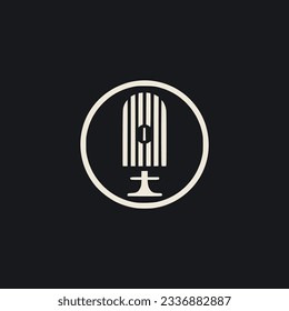 simple microphone podcast audio media logo vector illustration template design