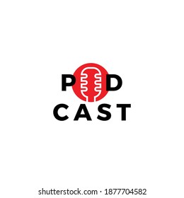 simple microphone for podcasts logo vector