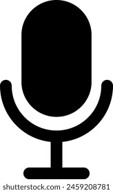 Simple microphone silhouette icon, voice search sign