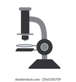 Simple microscope illustration in flat style on white background. 