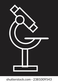 Simple microscope line icon isolated on black background
