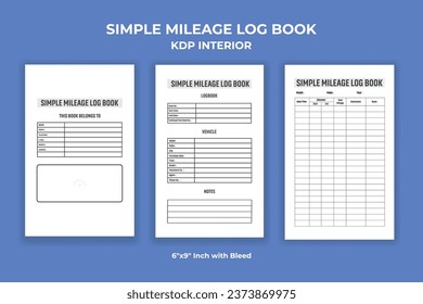 Libro de registro de kilometraje simple KDP Interior Simple Mileage Log book KDP Interior 