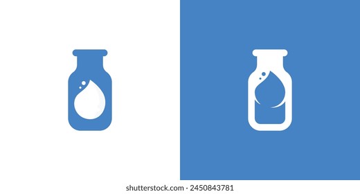 Simple Milk Bottle Logo Icon Symbol Vector Designs Inspiration.