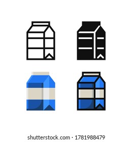 simple milk icon design in line, solid, flat and filled lined style for food and drink icon, website, app and ui design. vector drink milk in box illustration in colorful style in white background.