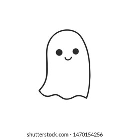 Simple mini cartoon ghost, vector illustration