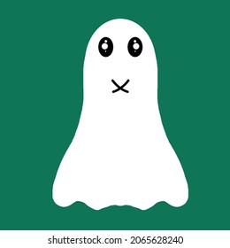 Simple mini cartoon ghost, vector illustration