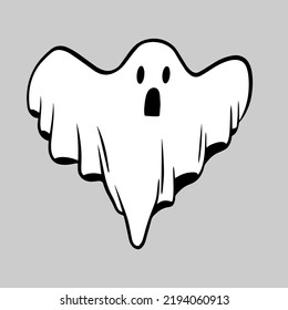 Simple mini cartoon ghost, vector illustration