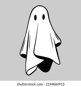 Simple mini cartoon ghost, vector illustration