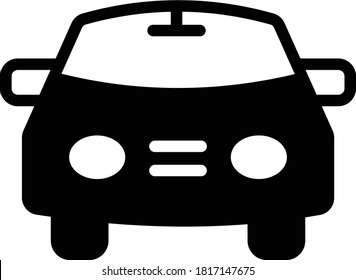 Simple Mini Sedan Red Car Front View Concept Vector Color Icon Design, Car Garage Symbol on white background,
