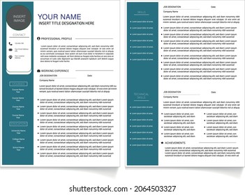 Simple Minimal 2 Page CV With Picture Design Template