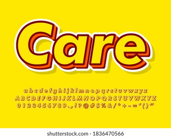 Simple and minimal 3d font with yellow and orange color. Clean font with nice effect and shadow. Friendly text effect. Alphabet, number and Symbol