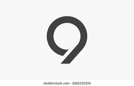 simple logo mínimo 9 aislado en fondo blanco.