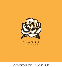 Simple minimal beautiful rose flower isolated on yellow background