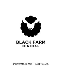 simple minimal black farm sheep head icon logo vector illustration design