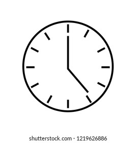 Simple, minimal black and white clock icon, isolated on white background