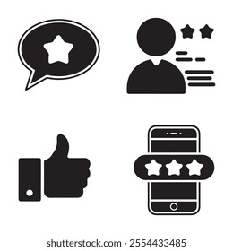 simple and minimal black and white customer reviews icon vector art